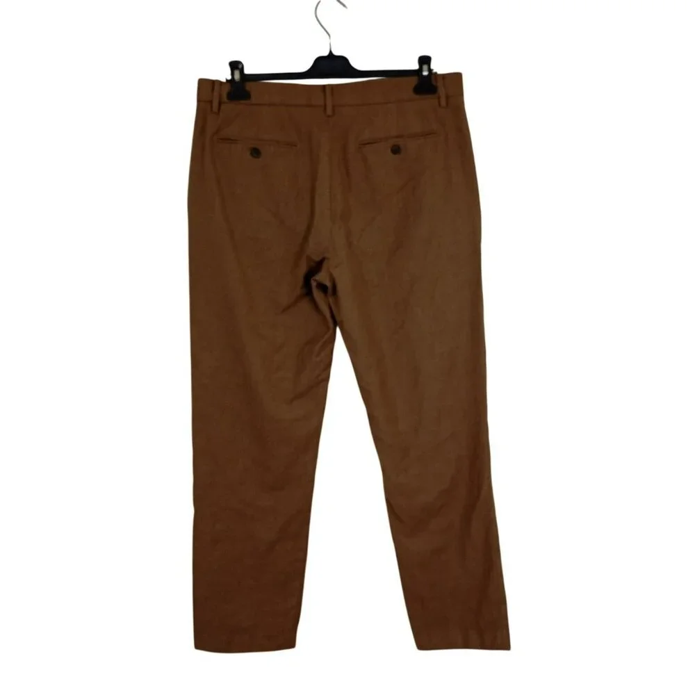 Banana Republic Dress Pants 100% Wool Mens Tapered Fit Brown Size 33x32